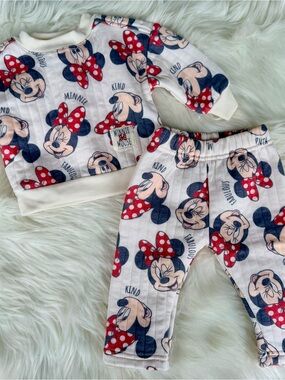 Disney Cream, Red and Black Minnie Mouse Sweater Set